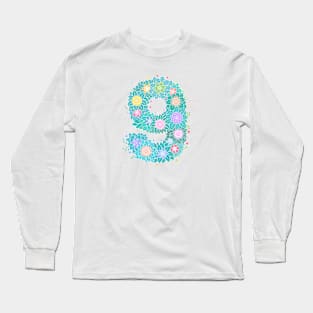 "9" Floral Letter Number Long Sleeve T-Shirt